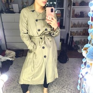Urban outfitters olive green trench coat